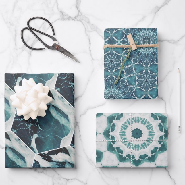 Set für Flachfolien von Ocean Themed Wrapping Pape Geschenkpapier Set (Vorderseite)