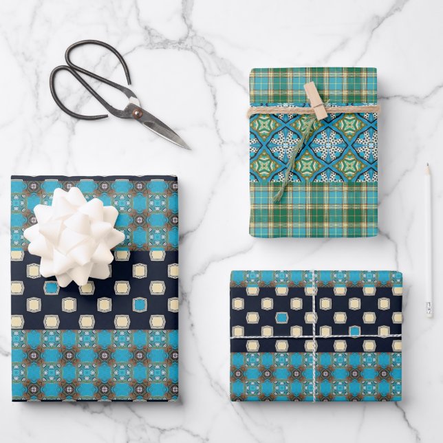 Set für Flachfolienpapier für Designer 3 Geschenkpapier Set (Vorderseite)