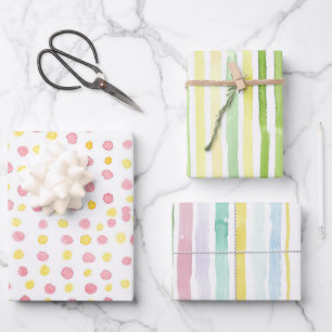 Set für Flachpapier 3, Aquarell Geschenkpapier Set