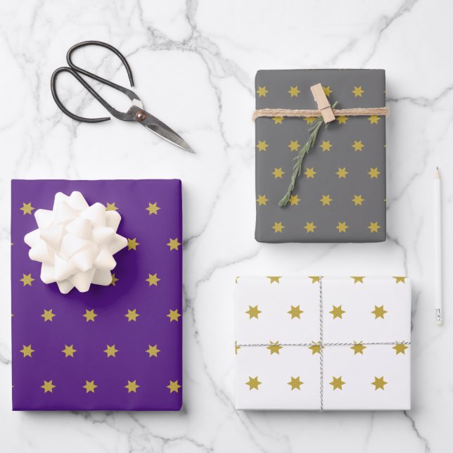 Set für Flachpapier für klassische Sterne von 3 Geschenkpapier Set (Vorderseite)