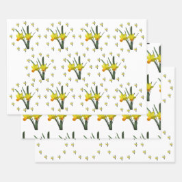 Set für Geschenke - Dickdarmblüten X 3 Geschenkpapier Set