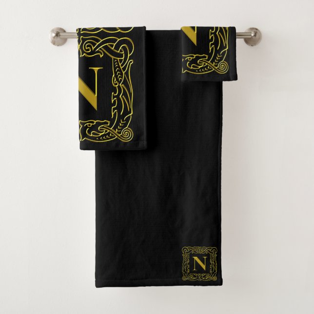 Set für Handtuch - Monogramm N - Keltischer Drache (Insitu)