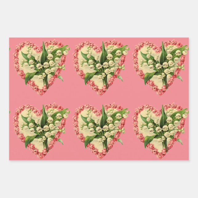 Set für Hearts Wrapping Paper Flat Sheet (Flachbla Geschenkpapier Set (Vorderseite)