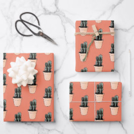 Set für Kaktus-Wrapping-Papier Geschenkpapier Set