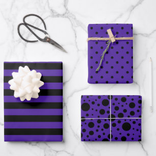 Set für lila/schwarze Muster beim Umblättern von Geschenkpapier Set