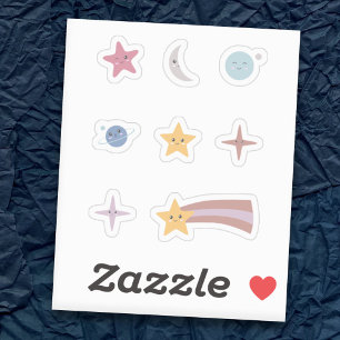 Set für niedliche Sterne und Planets Stickers Aufkleber