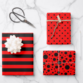 Set für rote/schwarze Muster Geschenkpapier Set