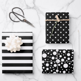 Set für schwarze Muster in Papierblättern Geschenkpapier Set