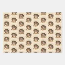 Set für Vintage Winterkatzen Geschenkpapier Set