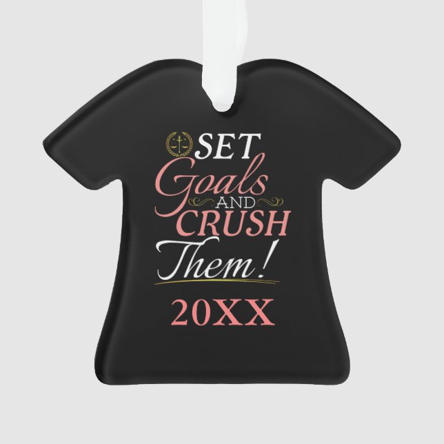 Set Goals und Crush Thread Quote Ornament (Vorderseite)
