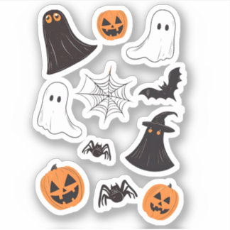 Set Hallowin Aufkleber, Pumkin, Web, Spinne, Geist Aufkleber