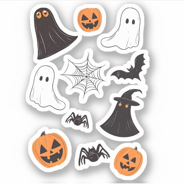 Set Hallowin Aufkleber, Pumkin, Web, Spinne, Geist Aufkleber (Vorderseite)