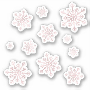 Set Hübscher Pink Weihnachts-Winterschneeflocken Aufkleber
