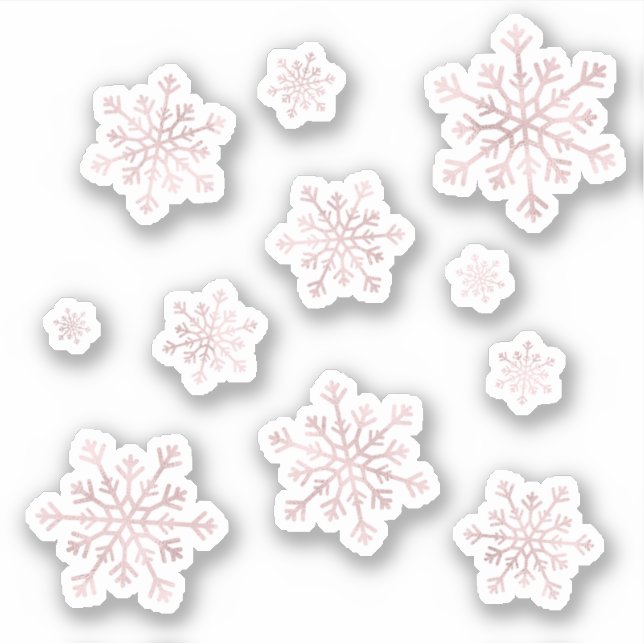 Set Hübscher Pink Weihnachts-Winterschneeflocken Aufkleber (Vorderseite)