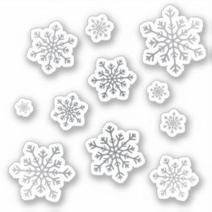 Set Hübscher Silberner Weihnachtsschneeflocken Aufkleber