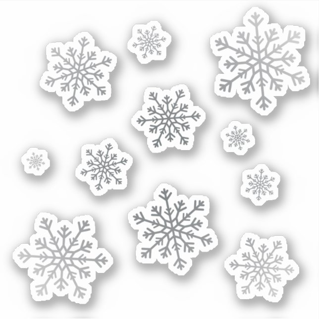 Set Hübscher Silberner Weihnachtsschneeflocken Aufkleber (Vorderseite)