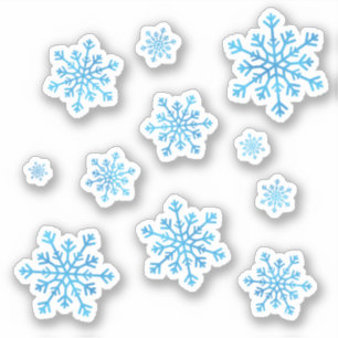 Set Hübscher Winterschneeflocken im blauen Weihna Aufkleber