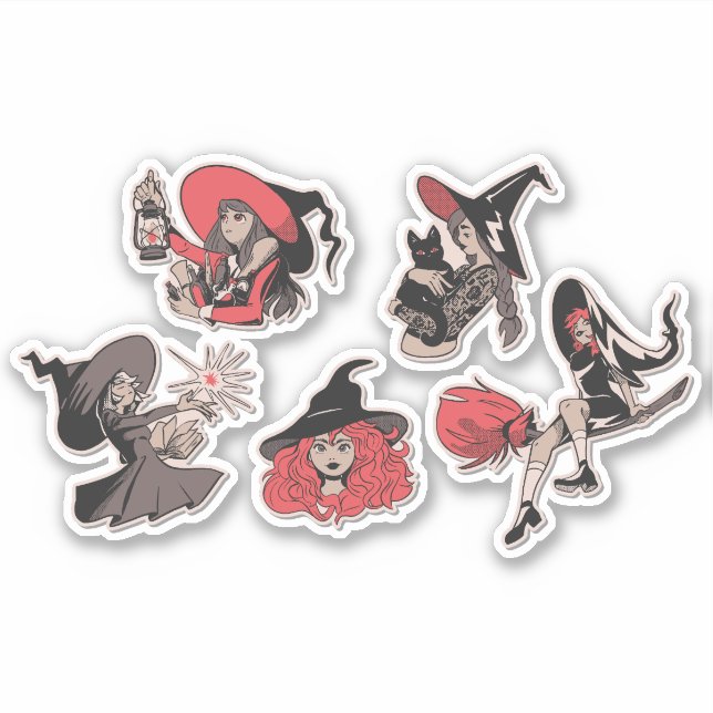 SET JUNG WITCHES CHARACTERSTICKERS AUFKLEBER (Vorderseite)