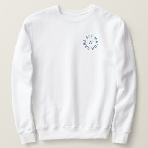 Set Match Blue Monogram Mens Tennis Whites Sweatshirt