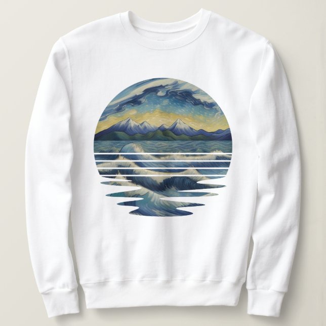 Set mit Gemälden im Van Gogh-Stil, das Meer bei So Sweatshirt (Design vorne)