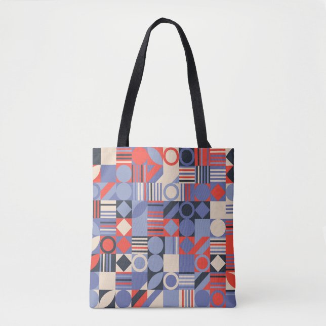 Set mit geometrischen Retroabdeckung. Bauhaus Retr Tasche (Vorderseite)