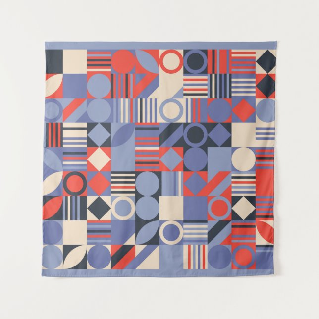 Set mit geometrischen Retroabdeckung. Bauhaus Retr Wandteppich (Vorderseite)