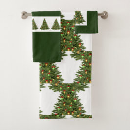 Set mit grünen und weißen Weihnachtsbäumen