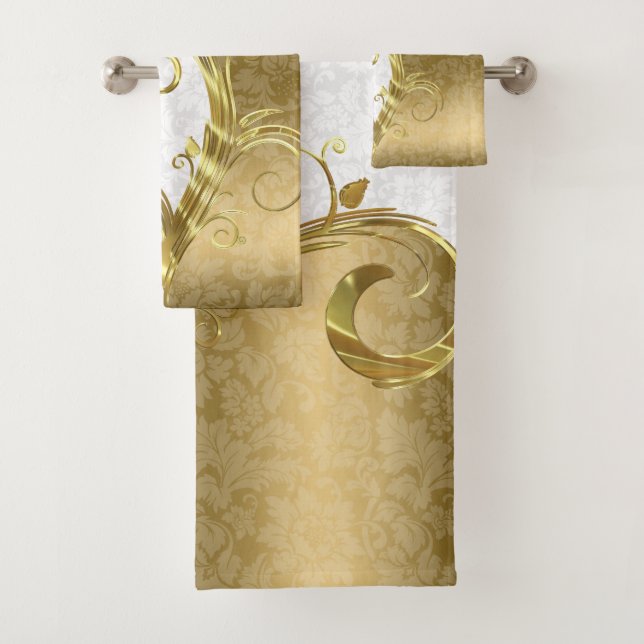 Set mit weißem und goldfarbenem Damaskus (Insitu)