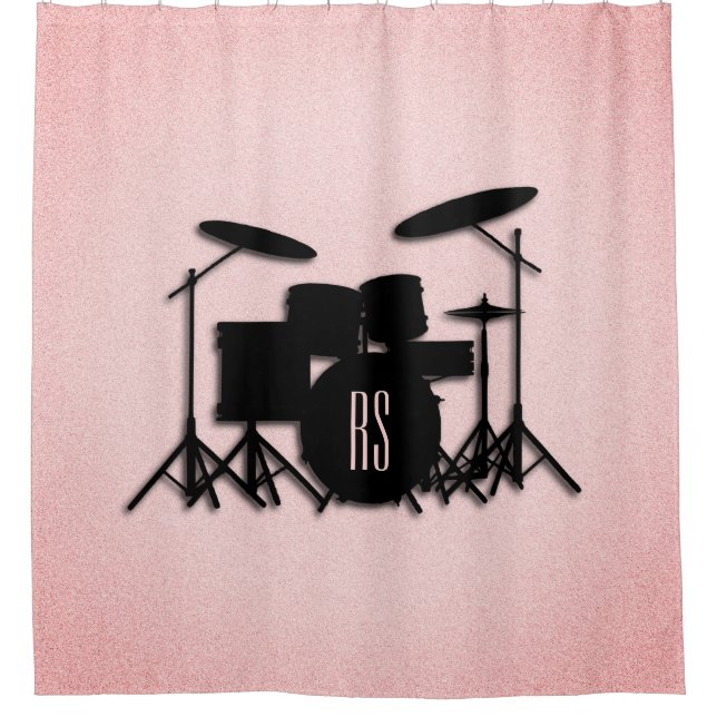 Set-Musikdesign rosa Duschvorhang (Vorderseite)