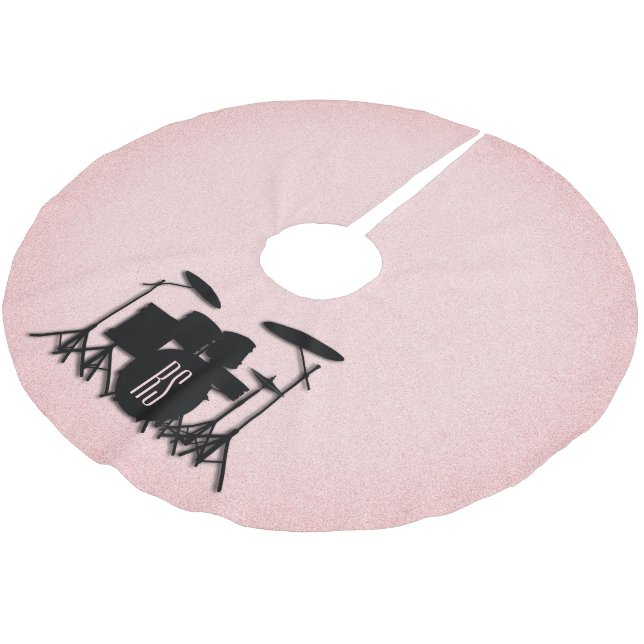 Set-Musikdesign rosa Polyester Weihnachtsbaumdecke (Schrägansicht)