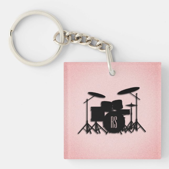 Set-Musikdesign rosa Schlüsselanhänger (Vorderseite)