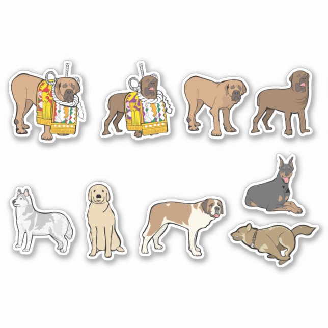 Set niedlicher Hunde Aufkleber (Vorderseite)