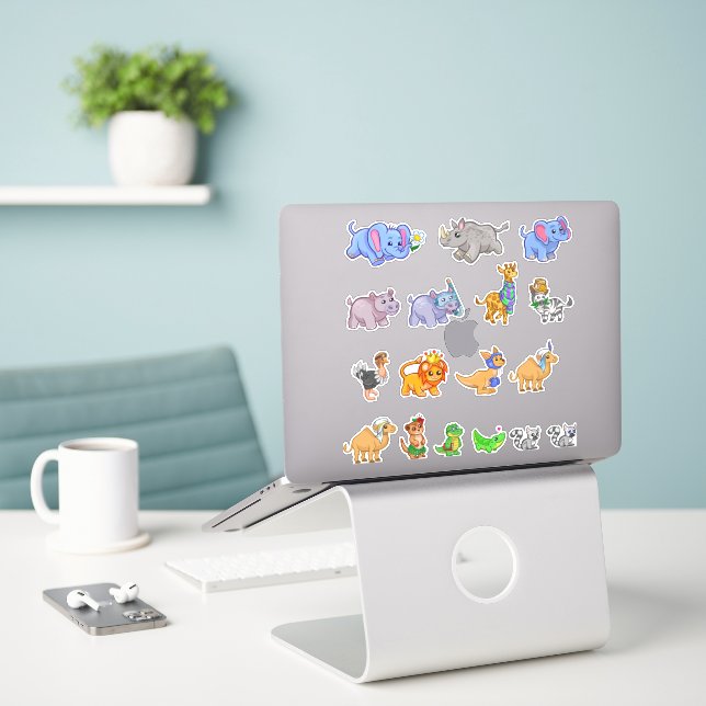 Set niedlicher Safari-Tiere Aufkleber (Laptop auf Schreibtisch)