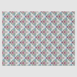 Set of 3-Earthy Pink & Teal Flowers and Hearts Seidenpapier