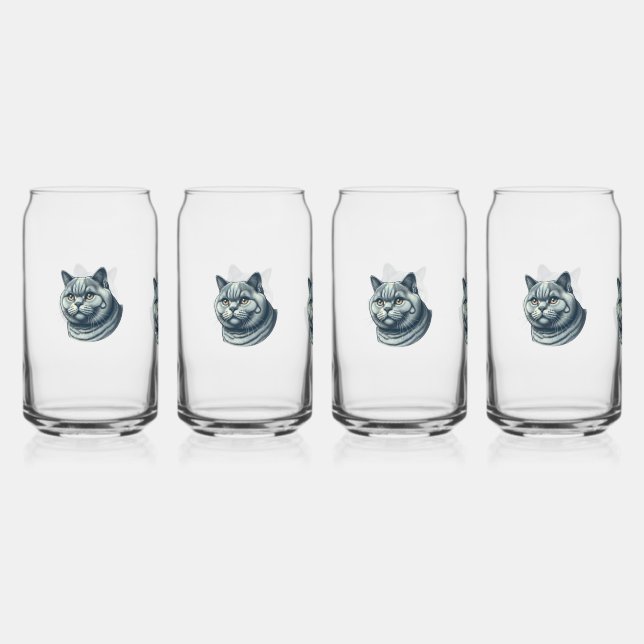 set of 4 glasses cat  (Recto)
