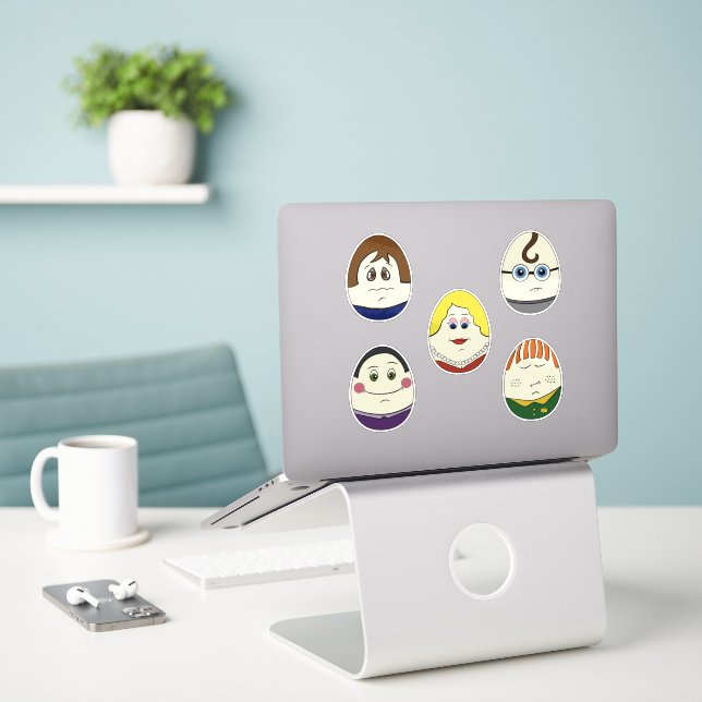 Set of 5 Painted Easter Egg Characters Aufkleber (Laptop auf Schreibtisch)