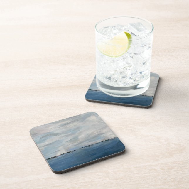 Set of 6 Coastal Art Hard Plastic Coasters Getränkeuntersetzer (Rechte Seite)