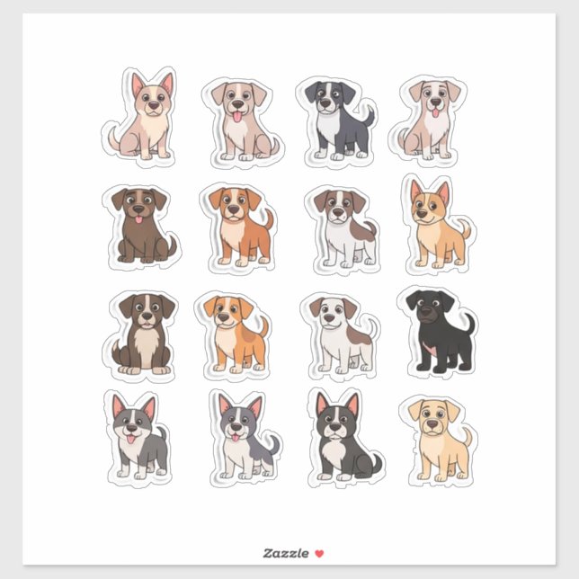 Set Of Adorable Dogs Aufkleber (Blatt)