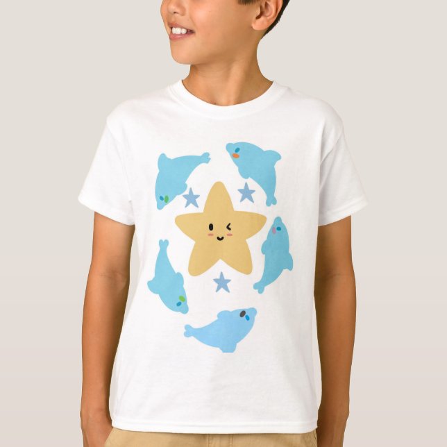 Set of Blue sea Sharks with a Yellow Star T-Shirt (Vorderseite)