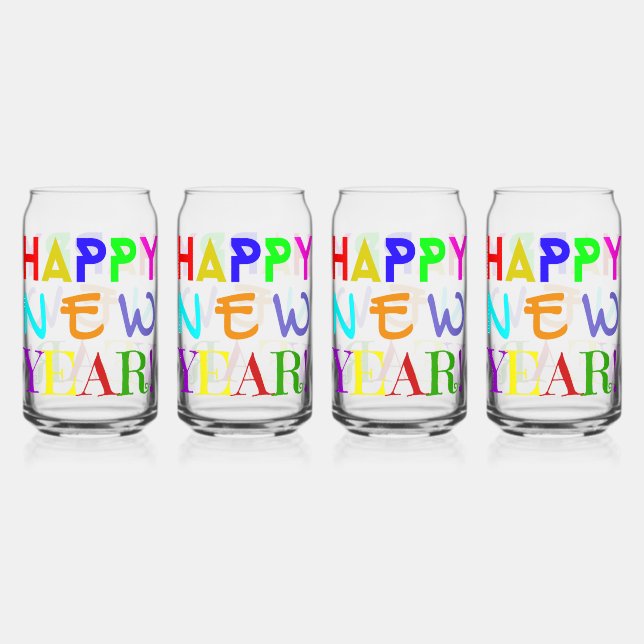 Set Of Four New Year Printed Can Glasses (Recto)