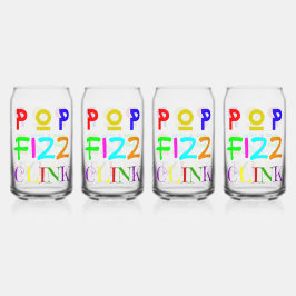 Set Of Four New Year Printed Can Glasses Dosenglas