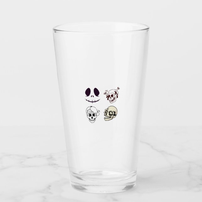 Set of Four Unique Skull Illustrations Glas (Vorderseite)