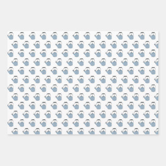 Set of Fun Gift Wrap Papers Hearts Tea Kettle Geschenkpapier Set