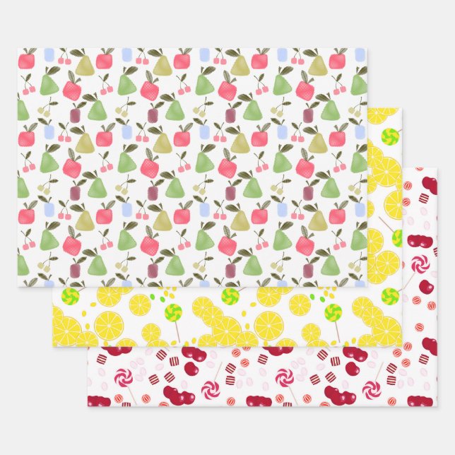 Set, Papierfrüchte, Obstpapier Geschenkpapier Set (Set)