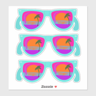 Set Retro Neonjahr-Sonnenuntergang-Sonnenbrillen Aufkleber
