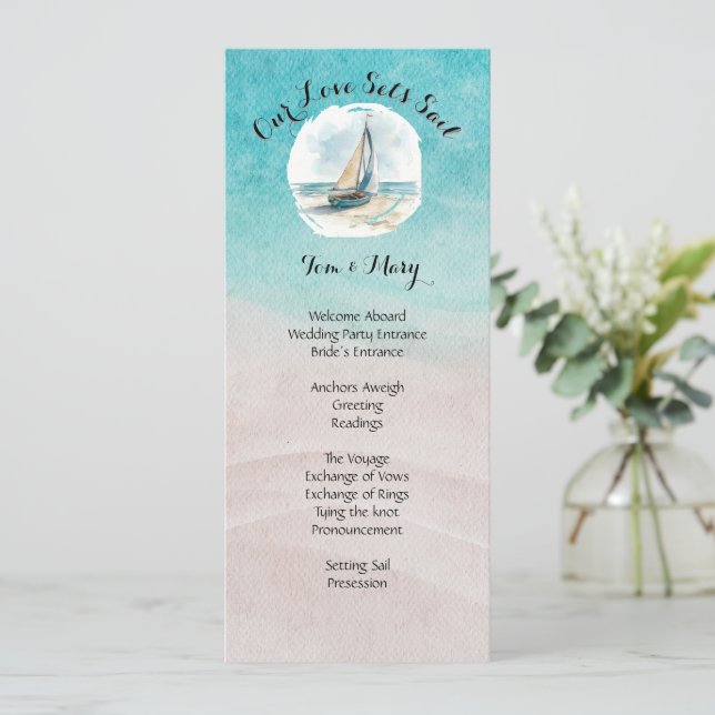Set Sail Wedding Programm (Stehend Vorderseite)