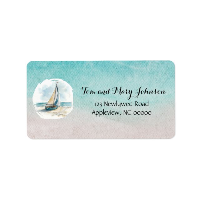 Set Sail Wedding Save the Date Adressaufkleber (Vorne)