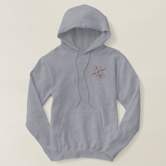 Set Segelkompass Rose Bestickter Hoodie (Design vorne)
