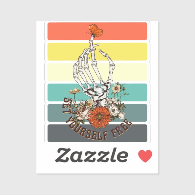 Set Sie selbst frei - Skelett Blume Schmetterling Aufkleber (Blatt)