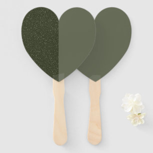 Set "Split Heart Moss Green Fan" (Textured & Matte Fächer